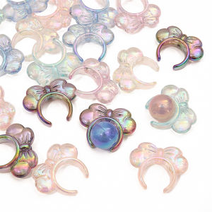 33x27mm 4pcs/bag Acrylic Transparent Bow Hair Hoop Beads For DIY Keychain Jewelry Making