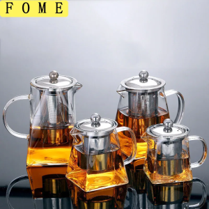 FOME Borosilicate Glass Tea Kettle With Removable Stainless Steel Infuser Teapot Blooming And Loose Leaf Tea Maker