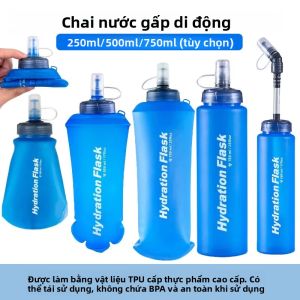 Bình Nước Gấp Gọn Di Động 250ml/500ml/750ml Bình Nước Có Thể Gập Lại Bằng Nhựa TPU Mềm Dành Cho Thể Thao Ngoài Trời Đi Xe Đạp Chạy Cắm Trại Du Lịch