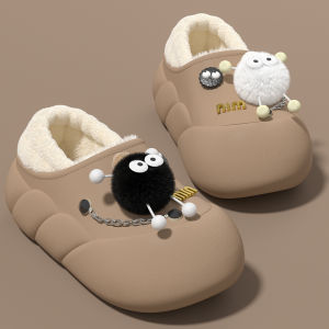 Bag Heel Waterproof Cotton Slippers Ladies New Winter Wear Fleece-lined Thickened Student Dormitory Cute Platform Cotton Shoes Female