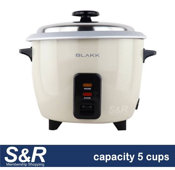 S&R Blakk 5 Cups Rice Cooker, Small, Condo Appliance, Single Person Serving, Cute, White