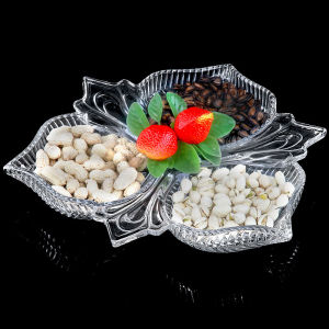 Fleintz Large Size Crystal Glass Fruit Tray Modern Creative Candy Dish European Style Home Decorative Glass Platter Serving Tray
