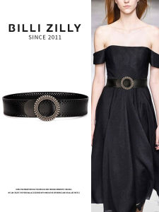 BILLI ZILLY | Leather Belt for Women Decorative Wide Black
