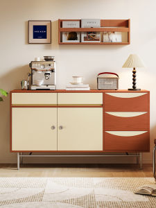 Retro Style Solid Wood Sideboard against Wall Storage Cabinet Coffee Maker Cabinet Entrance Tea Water Cabinet Organizer