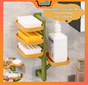 Melo home Soap Holder Bathroom organizer Drilling-Free Wall Mounted Three Layer Soap Organizer Soap Dish Box