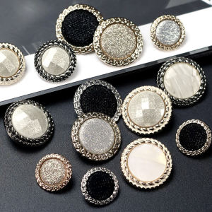 High-End Metal Button Women's Shirt Decorative Round Button Versatile Outerwear Coat Button DIY Sewing Accessories