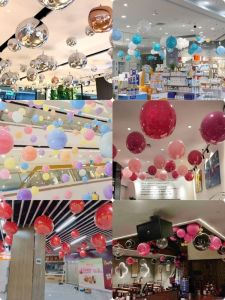 18 Inch Double Layer Ceiling Mounted Balloon for Grand Opening Celebration Bar Decoration Pink Color round Shape Latex Balloon