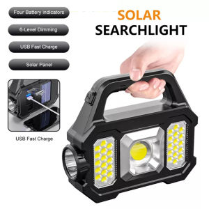 Warmtaste Solar Searchlight 6 Lighting Modes Solar Rechargeable Portable Lamp Multifunctional Camping Emergency Light Outdoor Waterproof Strong Light Cob Torchlight 99000LM Ultra Bright Flashlight