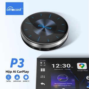 Hộp Giải Mã Ottocast P3 CarPlay TV Box Android Auto Không Dây Tích Hợp AI Dành Cho Hệ Thống Thông Minh Trên Ô Tô Tương Thích Với Netflix Và Spotify