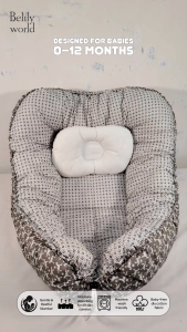 Portable Neutral Stallion Baby Bed Cotton Baby Nest with Baby Pillow Removable Newborn until 12  months