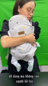 Địu em bé sơ sinh 4 tư thế có đỡ cổ đa năng cho bé mặt lưới thoáng khí gọn nhẹ