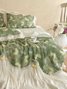 Elegant French Style Cooling Summer Lightweight Blanket Set 4 Pieces