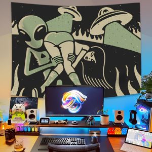 VIKAMA Sci-Fi Alien UFO Tapestry—Perfect as a Headboard Backdrop for Bedrooms or Wall Decor for Dorm Rooms