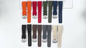 20mm 21mm 22mm Curved End FKM Strap Fluoro Rubber Watch Band Universal Quick Release Bracelet for Omega for Rolex Business Strap