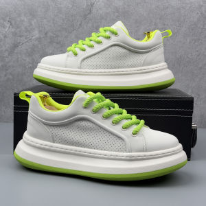 Mens Casual Shoes 2025 Autumn New Style Thick Bottom Heightening Breathable Board Shoes Sporty Chic Trendy Individual White Sneakers