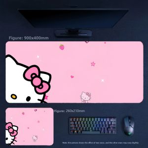 Sanrio | Precision Edge Sealed Premium Print High-value Desktop Hello Kitty Leather Mouse Pad Cute Large Size 90x45cm Non-slip Mouse Pad
