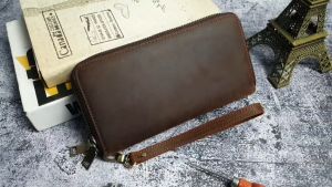 [Da thật] Clutch nam da bò sáp Ví cầm tay nam da thật WL128 (Brown) - 100% da bò thật BH 3 năm