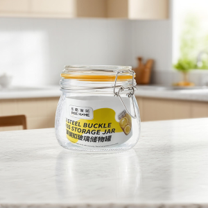 HeY LiLac 500ml~3L EIi Steel Buckle Glass Sealed Storage Jar Lead-free Glass Jar