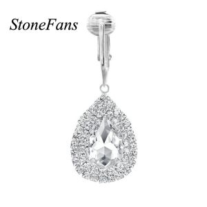 Stonefans Bling Rhinestone Round Earrings Stud Fashion Silver Color Crystal Statement for Women Jewelry Wedding Party Earrings