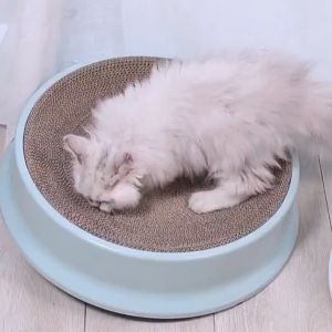 Bàn Cào Móng Hình Tròn Kiêm Ổ Nằm Cho Mèo Size Lớn 43cm Chất Liệu Nhựa Cao Cấp Chống Trầy Xước( tặng kèm catnip)