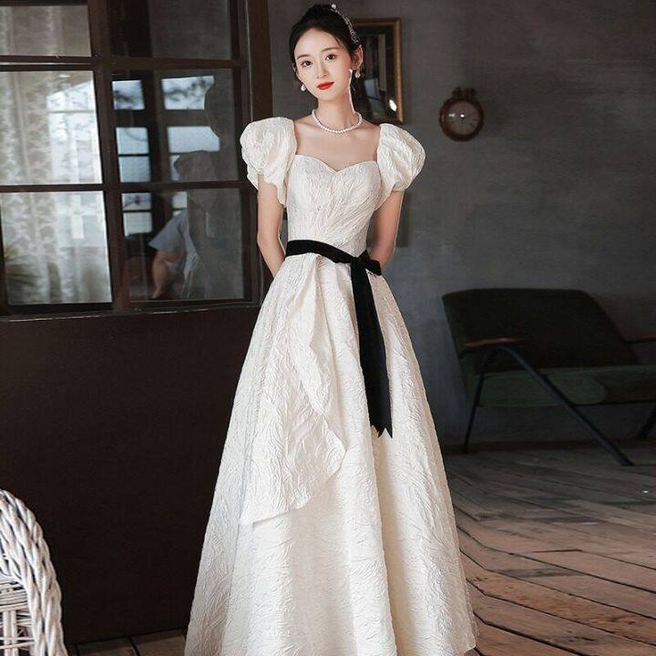 Quality Luxury High-End 2024 White Satin Evening Dress Anual French ...