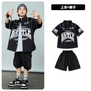 Childrens Hip Hop Performance Shirt Set Boys Girls Cotton Pure Fashionable Street Dance Clothing Kids Size 4-14 Years Old