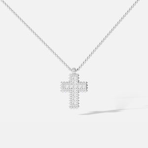 Adjustable Pave White Cross Necklace