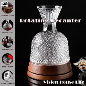 Vision 1250ml Luxury Rotating Decanter Crystal Glass Red Wine Decanter Relief Rotating Wine Carafe Wine Wake Up Pot Whisky Dispenser for Bar Home Decoration