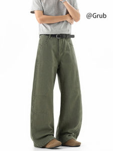 Grace Rub | Retro Loose Military Green Trousers