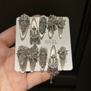 French Cats Eye Handmade Custom Wear Armor Fancy Niche Design Nail Stickers Finished Product Fake Nails