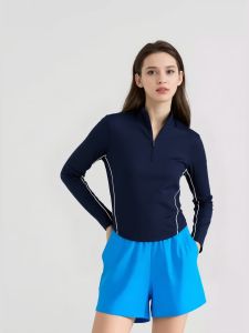 Spring Summer 2026 Womens Short Arc Hem Mesh Breathable Long Sleeve Jacket