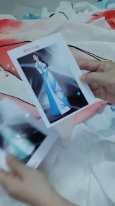 Vải áo dài cao cấp in KTS hoa văn lập thể hack form dáng - in trên lụa Bảo Anh