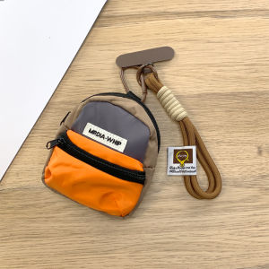 Mini Portable Flip Cover Earphone Bag with Lanyard Charging Cable And Lipstick Pouch Mobile Phone Accessory Keychain Holder