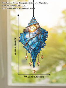 Blue Acrylic Conch Shell Suncatcher Hanging Ornaments Coastal Beach House Window Sun Catcher Garden Pendant Bedroom Decorations