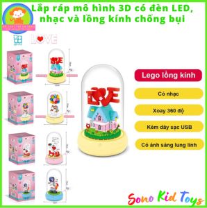 Đồ chơi lắp ráp mô hình 3D có đèn LED nhạc và lồng kính chống bụi - Đồ chơi sáng tạo thích hợp làm quà tặng