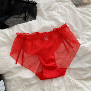 ธีมบัลเล่ต์ เซ็กซี่ ลูกไม้ ผู้หญิง ชุดชั้นในต่ํา เอว ผ่าชายสูง ตาข่าย โปร่งแสง บาง กางเกงใน ระบายอากาศได้ดี ชุดชั้นในเยาวชนไนลอน