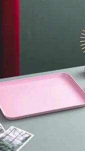 ZEO 3 Colors Wheat Straw Tray Unbreakable Lightweight Dinner Dishes for Restaurant Kitchen School Lunch