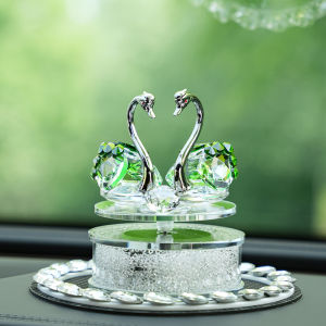 deranfu | Solar-powered Rotating Crystal Swans Car Aromatherapy