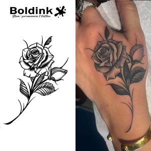 Boldink Rose Temporary TattooLasts To 15 Days New Technology Magic Waterproof Semi Permanent Sticker.