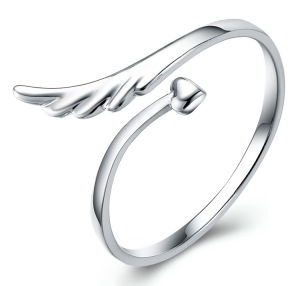 Ly eagle women engagement S925 Sterling Silver couple Ring Angel Wings Romantic wedding Jewelry Adjustable Size
