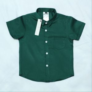 kemeja anak lengan pendek warna hijau botol kemeja anak laki laki usia 1-8tahun