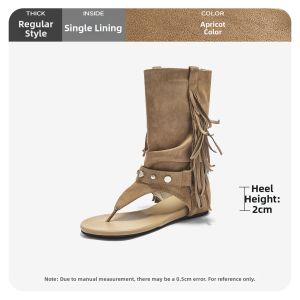 Agsdon | Tassel Gladiatorial Peep Toe Summer Western Style Ruffle Stack Boot Sandals