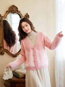 WANGGONGZHU | Princess Style Knitted Open Cardigan Womens Loose Sweater Outerwear Autumn Winter New Design Splicing Casual Fashion Korean