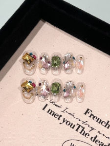 เล็บประดับเพชรแบบใส่ได้ด้วยมือ Pure Desire น้ำหนักเบา น่ารัก เส้นใยประดับเพชร ความยาวปกติ กล่องบรรจุภัณฑ์พื้นฐาน