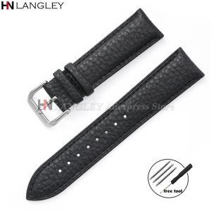 Litchi Pattern Soft Leather Watch Band Bracelet 12mm 14mm 16mm 18mm 19mm 20mm 21mm 22mm 24mm Replacement Wrist Straps Watchbands