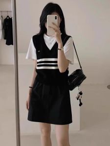 HUOLISI | French Style Illusion Two-Piece V-Neck T-Shirt