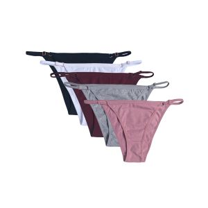 5 ชิ้น/เซ็ตกางเกงผ้าฝ้ายกางเกงผู้หญิงต่ําเอวชุดชั้นในผ้าฝ้ายสีทึบกางเกงนุ่มหญิงเซ็กซี่ชุดชั้นใน S-XL