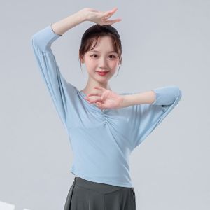 Bộ Đồ Tập Luyện Khiêu Vũ Cổ Điển Hiện Đại Dành Cho Nữ Tay Lửng Hình Con Chồn Tập Luyện Thể Dục Tập Trung Áo Trên