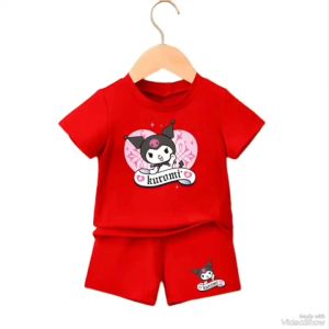 Stelan Kaos anak Perempuan KUROMI Untuk Usia 1-8 Tahun