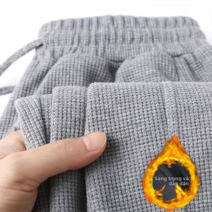 Quần Dài Nam Ống Rộng Lót Lông Cừu Phong Cách Mỹ Mùa Thu Đông Quần Thể Thao Ống Đứng Cỡ Lớn Quần Dài Thường Ngày